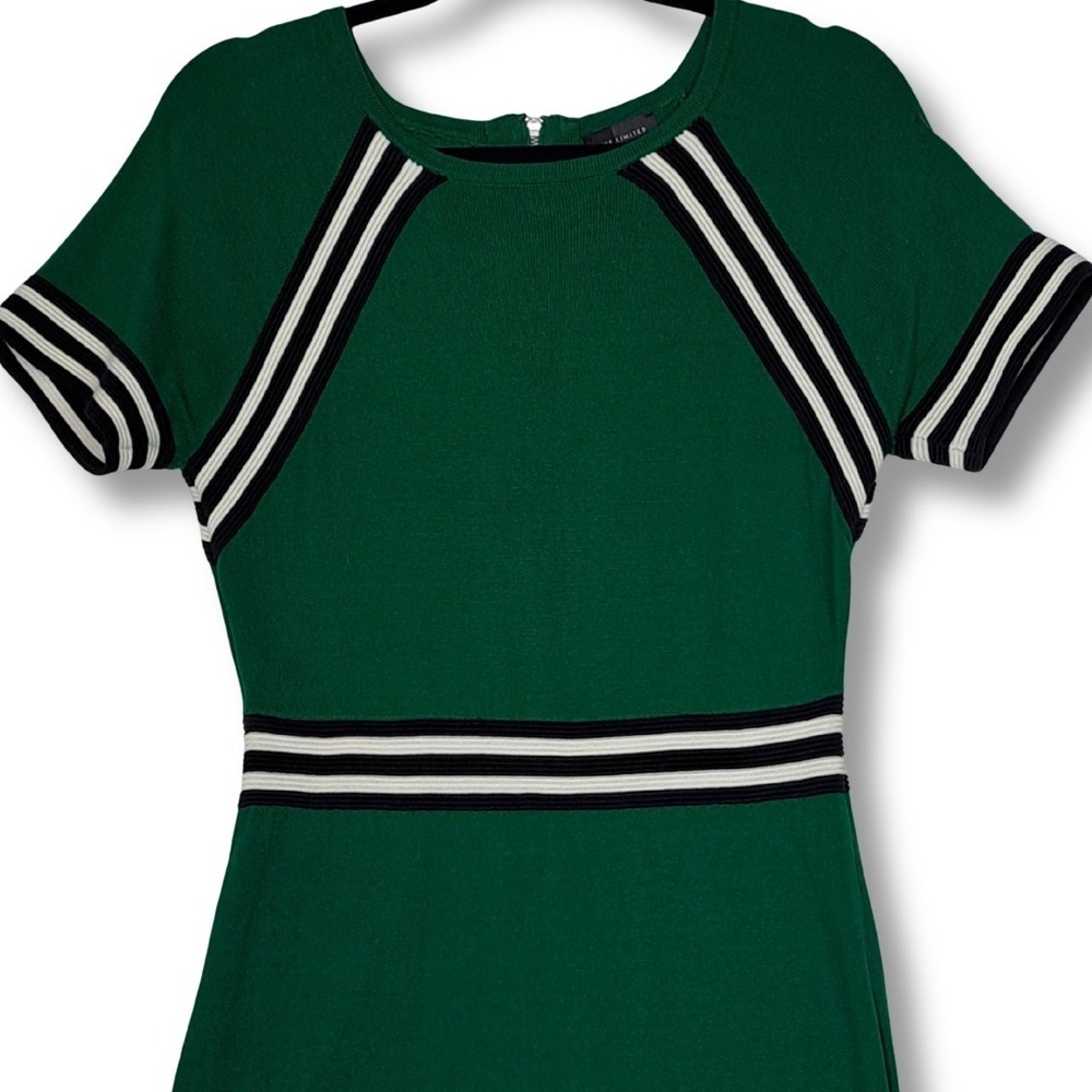 The Limited Sweater Dress Women S Green Striped Knit Bodycon Short Sleeve Casual - Picture 5 of 13